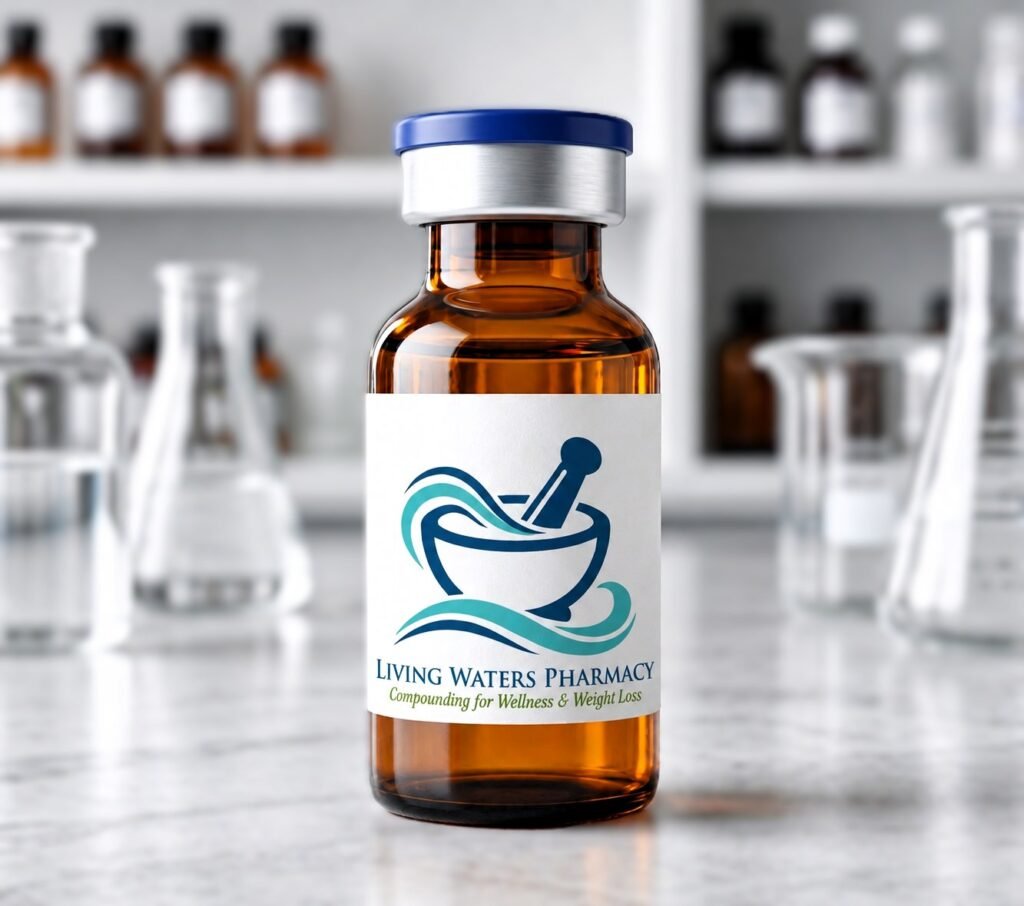 Living Waters Pharmacy compounded medication vial